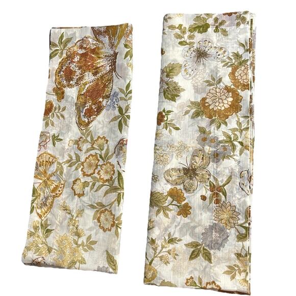 Vintage Handmade Butterfly Floral Curtains Set 1 Long Panel 4 Small Panels Boho - Picture 5 of 11